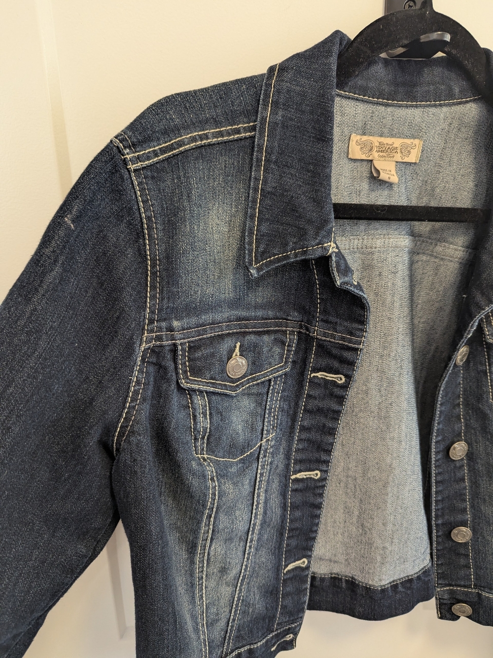 Nine West Vintage America Collection Dark Wash Stretch Denim Jacket - Picture 4 of 8